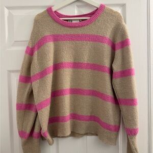 ICHI - Striped Pink and Beige Sweater - Size L